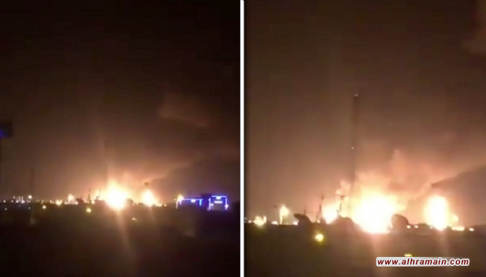 حريق هائل بمعمل أرامكو في بقيق السعودية